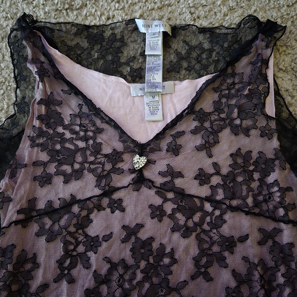 Nine West Black Lace Top